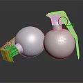 Green Spherical Objects With Metal Components And Yellow Markings On Dark Surface 3d model