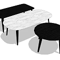Modern Coffee Tables With White Marble And Black Tops In Oval Rectangular Round Shapes 3d model