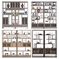 Chinese Style Antique Curio Shelves With Vases Tea Sets And Decorative Items