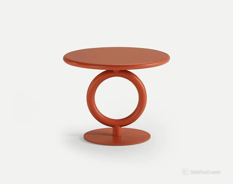 Stylish Orange Round Coffee Table With Modern Ring Base Design 3d model 
