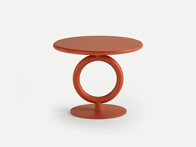 Stylish Orange Round Coffee Table With Modern Ring Base Design 3d model