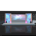 Modern Stage Setup With Large LED Screen And Colorful Lighting Effects 3d model