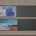 Dual Wall Mounted Screens With Black Panels And Varied Digital Displays