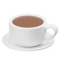 Hot Brown Beverage In White Cup On Saucer With Creamy Texture
