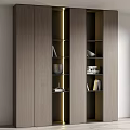 Modern Wooden Bookshelf With Sleek Design Built-in Lighting And Shelves With Books Decorative Bowl