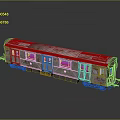 Old Rusted Red Train Carriage Model With Windows Doors And Rusty Surface 3d model
