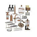 Elegant Kitchenware Collection Featuring Gold Accents Marble Details And White Kettle