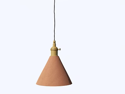 Modern Minimalist Brown Conical Pendant Light With Golden Top Accent 3d model