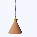 Modern Minimalist Brown Conical Pendant Light With Golden Top Accent