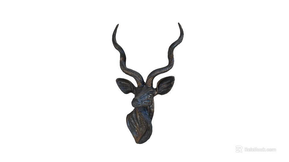 Elegant Antelope Head Sculpture Hand Carved Wall Mounted Decorative Art 3d model 