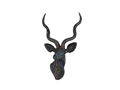 Elegant Antelope Head Sculpture Hand Carved Wall Mounted Decorative Art 3d model
