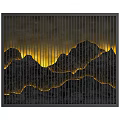 Modern Decorative Wall With Metal Grille Mountain Pattern And Yellow Glow 3d model