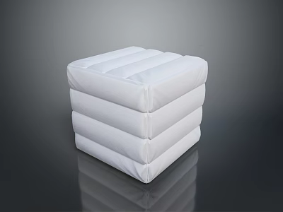 White Stacked Square Cushions With Soft Layers And Stitched Design For Home Decor 3d model