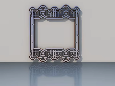 Swing Door With Ornate Decorative Frame And Intricate Carvings Vintage Style 3d model