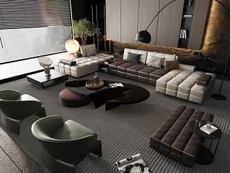 Minotti sofa coffee table combination 3d model