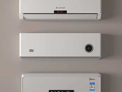 Modern Wall Mounted Air Conditioner Fan With Mitsubishi MI And Midea Digital 3d model