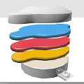 Automotive Stacked Plastic Parts With Colored Layers White Blue Red Yellow