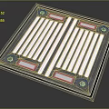 Modern Furniture Panel With Blue Strip Lights Pink Rectangular Accents And Metal Frame