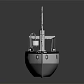 Wooden Boat With White Hull Black Trim Canopy Top And Side Flags