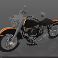 Vintage Cruiser Motorcycle With White Black Body Orange Stripes Brown Leather Seat Chrome Wheels