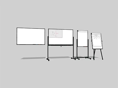 Educational Drawing Tools With Whiteboards Easels And Math Equation Displays 3d model