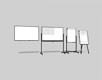 Educational Drawing Tools With Whiteboards Easels And Math Equation Displays 3d model