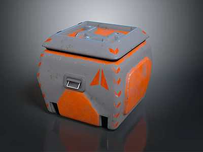 Public Facility Cubic Storage Unit With Orange Gray Design And Secure Lockable Compartment 3d model