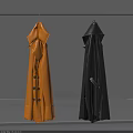 Stylish Yellow and Black Trench Coats Hanging with Classic Button Details