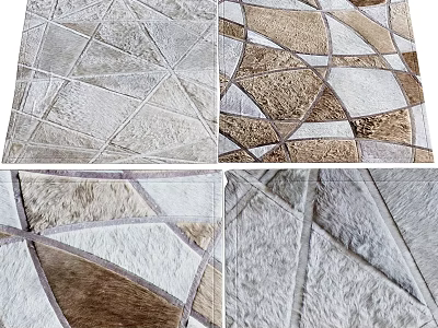 Square Rug With Geometric Pattern In Beige Brown And Ivory Textured Design 3d model