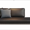 Modern Black Sectional Sofa Set With Metal Frame And Gray Cushions 3d model