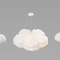 White Flower Shaped Chandelier With Two Round Pendant Lights In Modern Design