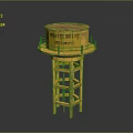 Yellow Coal Mine Water Tower Model With Metal Structure And Chinese Characters