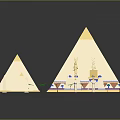 Ancient Pyramids Scene With Golden Tops Surrounded By Small Pyramids And Palm Trees 3d model