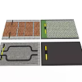Different Ground Pavement Styles With Brick Patterns And Road Layouts 3d model