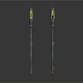 Industrial Metal Drill Rods With Yellow Accents And Pointed Tips
