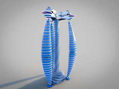 Modern Futuristic Office Building With Spiral Blue And White Exterior Design And Innovative Architectural Structure 3d model