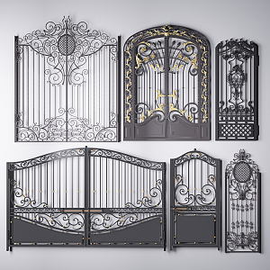 European-style gate villa wrought iron gate 3d model