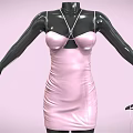 Fashionable Pink Bodycon Sleeveless Dress Displayed On Mannequin With Hanger