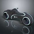 Futuristic Motorcycle With Neon Blue Glowing Wheels And Streamlined Black Body Design