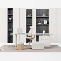 Modern Study Bookcase Manager's Room Bookcase Bookshelf Desk Writing Desk Boss Desk Display Bookcase Book Ornaments 3d model