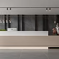 Modern Reception Interior Design With Sleek Desk Lighting And Decorative Sculpture