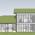 Modern Detached Villa With Contemporary Architecture Glass Walls Balcony And Greenery