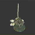 Ornate Decorative Hairpin With Green Yellow Base Silver Floral Pattern And Colorful Beads