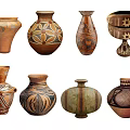 Traditional Handcrafted Ceramic Vessels With Assorted Shapes And Decorative Patterns