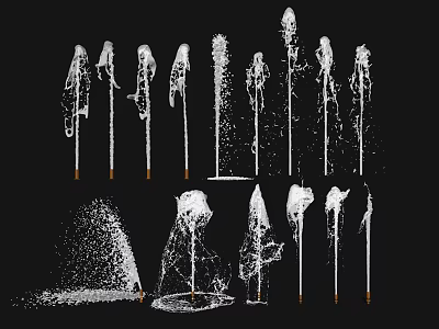 Various Fountain Water Spray Patterns and Jet Shapes for Garden Design 3d model