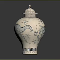 Traditional Carved Ceramic Vase With Blue Dragon Patterns And Decorative Lid