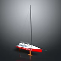 White And Red Sailboat Model With Number 30 On Orange Display Stand