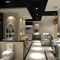 Oulu Bathroom Showroom Interior With Modern Display Cabinets And Fixtures