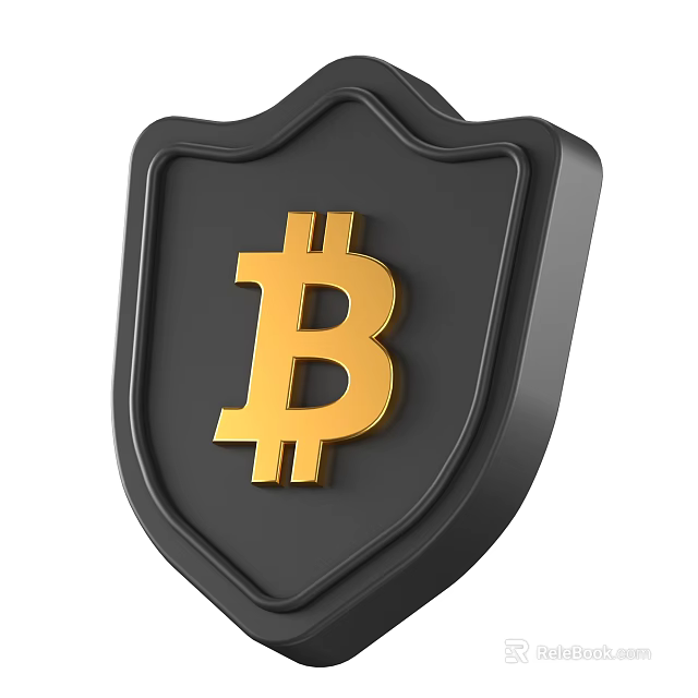 Decorative Ornament Set Shield Shaped Black Decor With Gold Bitcoin Symbol 3d model 