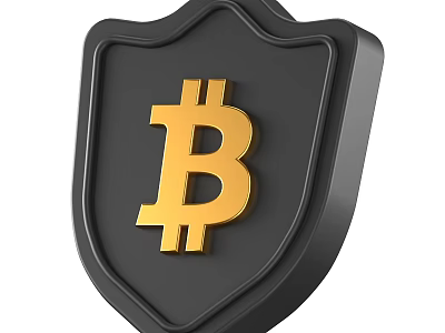 Decorative Ornament Set Shield Shaped Black Decor With Gold Bitcoin Symbol 3d model